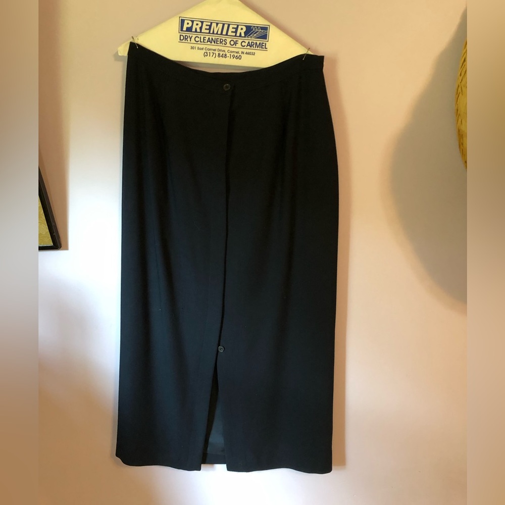 Vintage Laura Ashley button front midi skirt size 12 navy